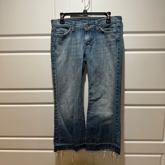 7 For All Mankind Denim - 7 For All Mankind Dojo‎ Jeans Frayed Hem Denim Blue Women's Size 29